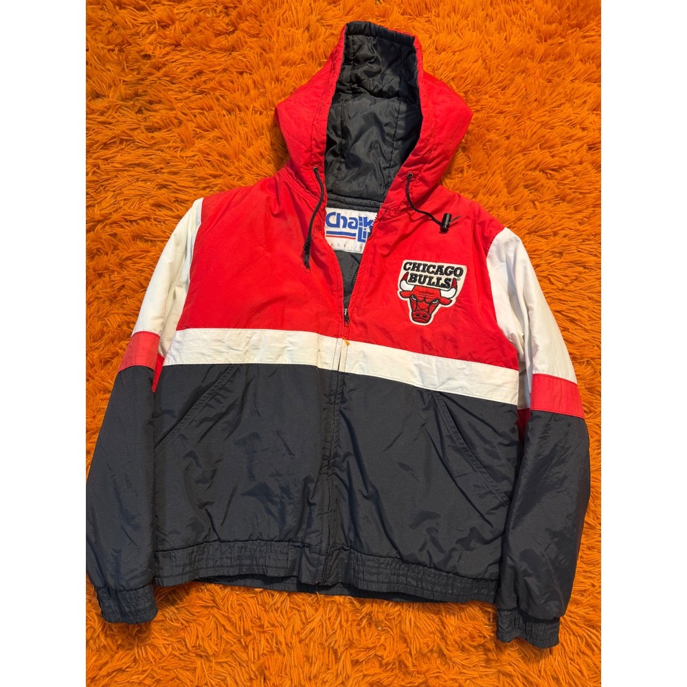 Vintage Chalk Line Chicago Bulls Windbreaker Jacket Red Black Youth 18/20 USA